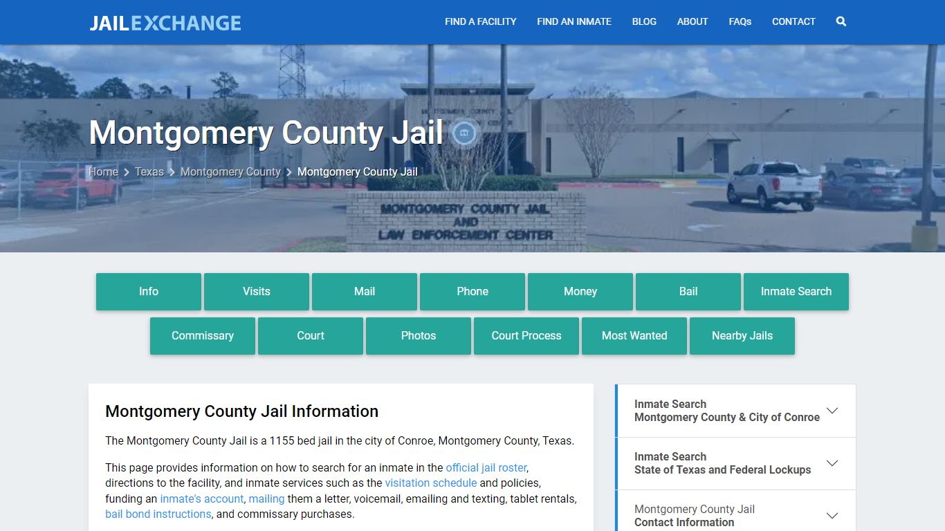 Montgomery County Jail, TX Inmate Search, Information